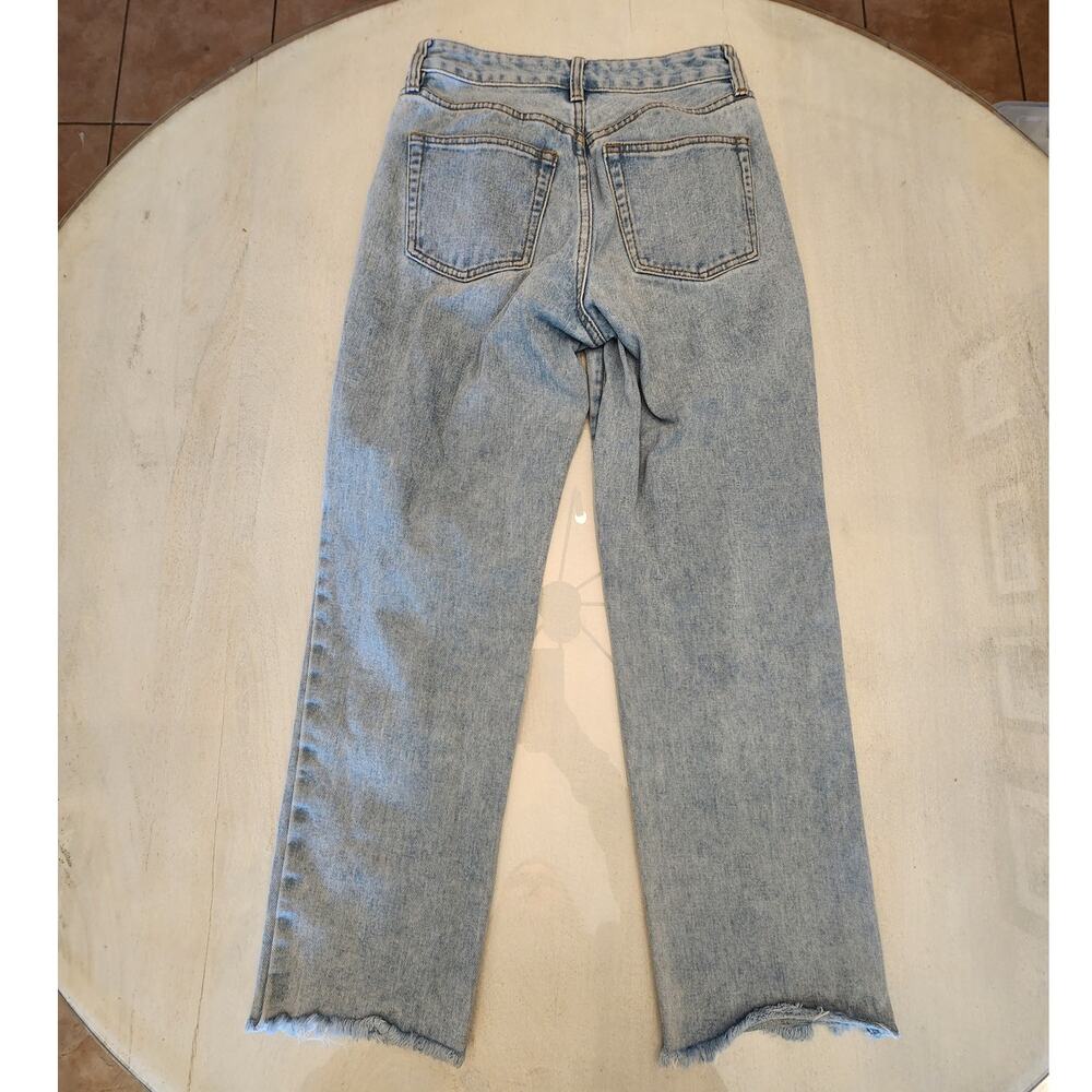 John Galt Brandy Melville Denim Jeans SZ Medium Raw Hem Light Wash - Picture 3 of 8